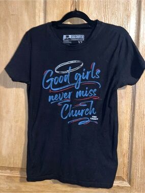 Eric Church  'Good Girls Never Miss Church' Black Graphic Tee. Womens XL